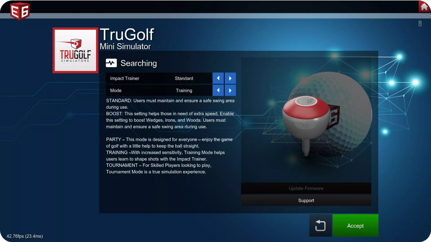 trugolf mini simulator settings