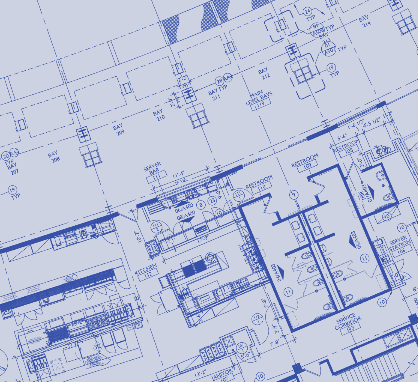 Blueprints for a construction layout with room for commercial golf simulators